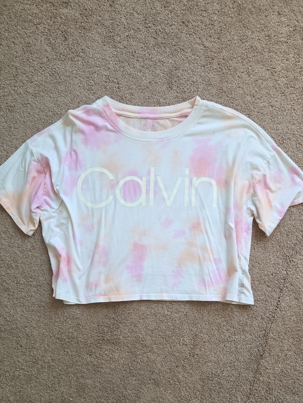 Calvin Klein Performance Pastel Pink Tie-Dye Crop Tee